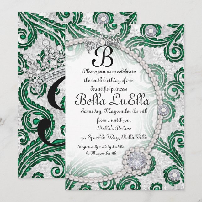 Invitaciones a la fiesta de las perlas de los diam (Anverso / Reverso)