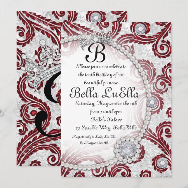 Invitaciones a la fiesta de las perlas de los diam (Anverso / Reverso)
