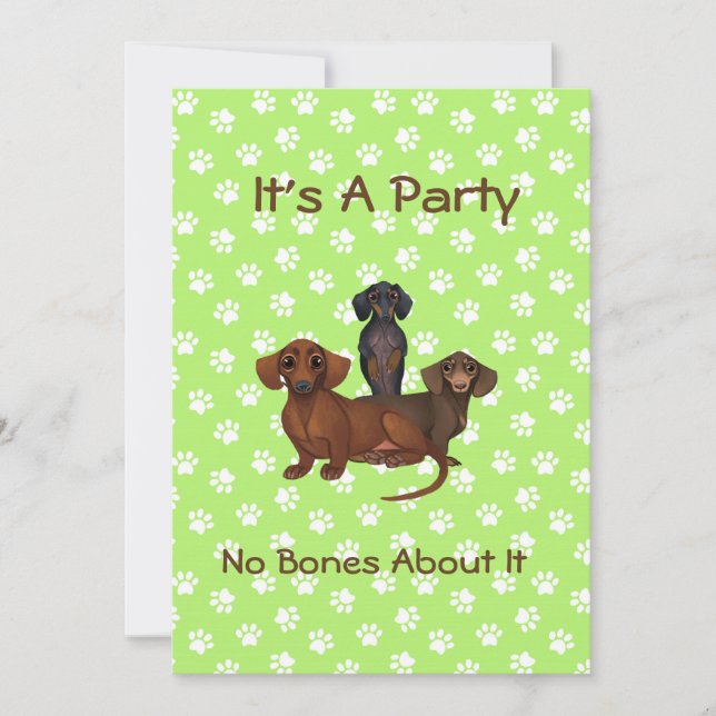 Invitaciones a la fiesta de Lime Green Dachshund (Anverso)