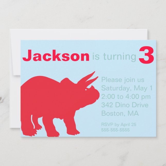 Invitaciones a la fiesta de los dinosaurios infant (Anverso)