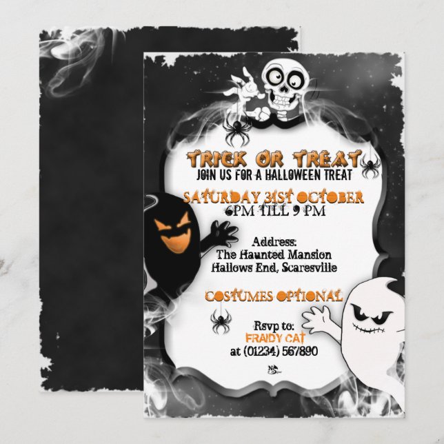 Invitaciones a la fiesta de los fantasmas de Hallo (Anverso / Reverso)