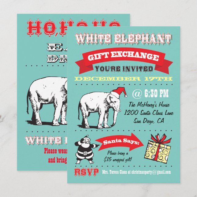 Invitaciones a la fiesta de los Navidades del Elef (Anverso / Reverso)