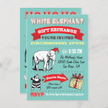 Invitaciones a la fiesta de los Navidades del Elef<br><div class="desc">Navidades Super Fun Gift Intercambio invitaciones de fiesta con el Viejo Santa Claus y el elefante clip art con excelentes gráficos y fuentes sobre un fondo acuático hecho en un estilo poster. El lado de los bots está decorado para su fiesta de Navidades de Elefantes Blancos, genial y de moda....</div>