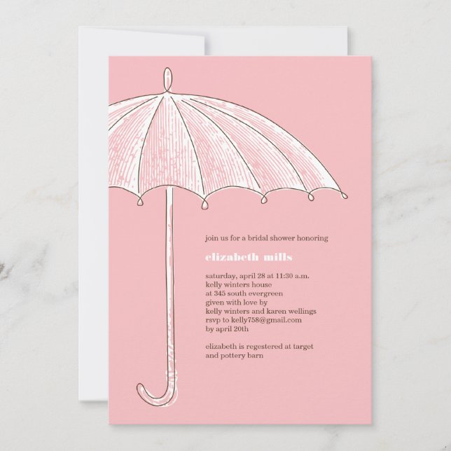 Invitaciones a la fiesta de los paraguas rosados (Anverso)