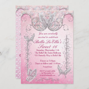 Invitaciones a la fiesta de mariposa de diamantes