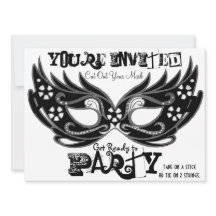 Invitaciones a la fiesta de mascarada "Cortar másc