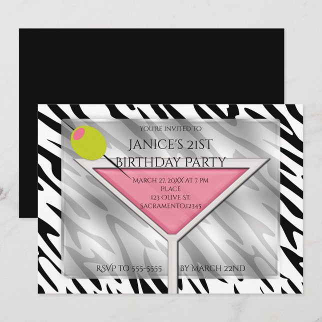Invitaciones a la fiesta de Moda de bebidas de Mar (Anverso / Reverso)