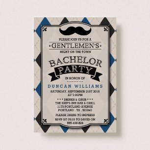 Invitaciones a la fiesta de moda de Mustache Bache