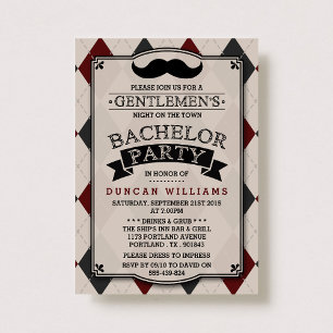 Invitaciones a la fiesta de moda de Mustache Bache