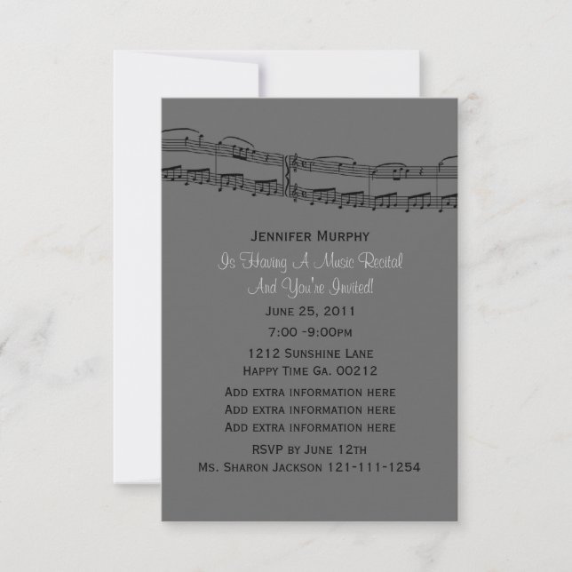 Invitaciones a la fiesta de Music Notes (Anverso)