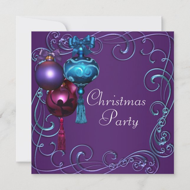 Invitaciones a la fiesta de Navidad azul turquesa  (Anverso)