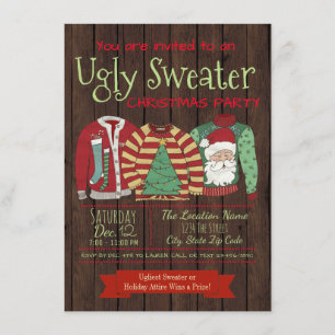 Invitaciones a la fiesta de Navidad con jersey feo