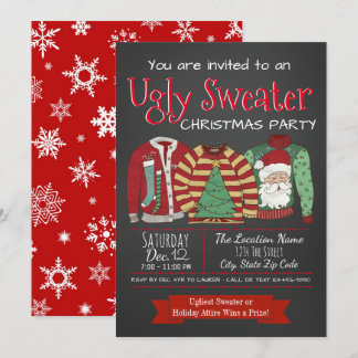 Invitaciones a la fiesta de Navidad con jersey feo