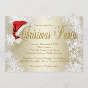 Invitaciones a la fiesta de Navidad con sombrero d