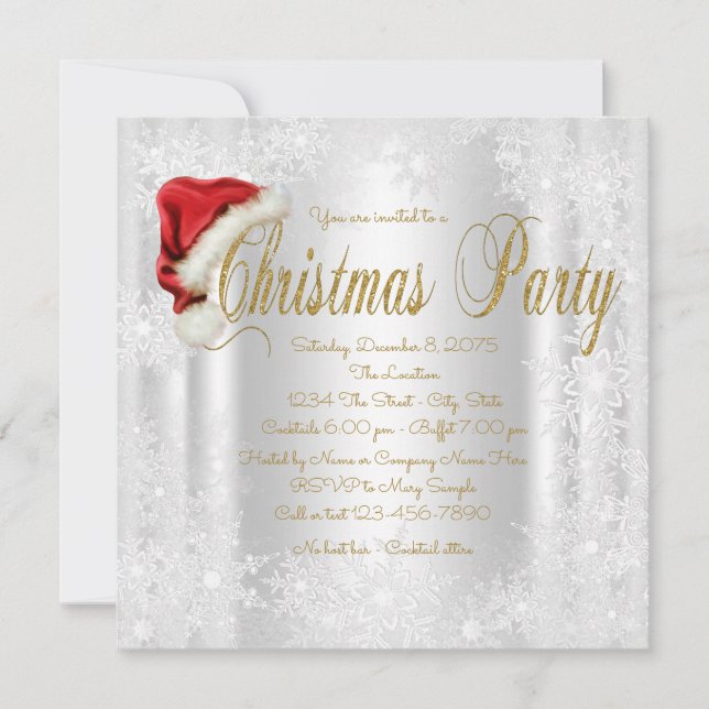 Invitaciones a la fiesta de Navidad con sombrero d (Anverso)