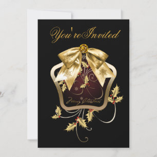 Invitaciones a la fiesta de Navidad de acebo de or