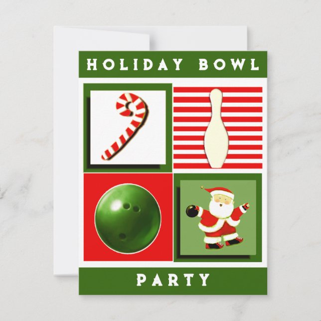 Invitaciones a la fiesta de Navidad de bolos (Anverso)