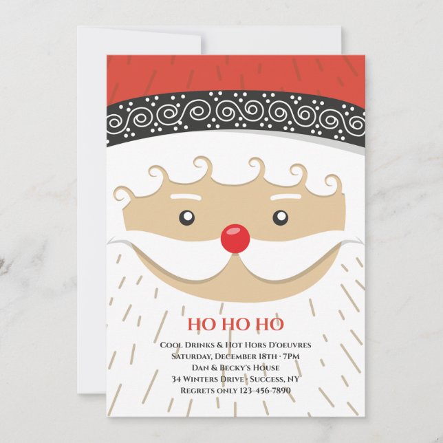 Invitaciones a la fiesta de Navidad de la cara de  (Anverso)