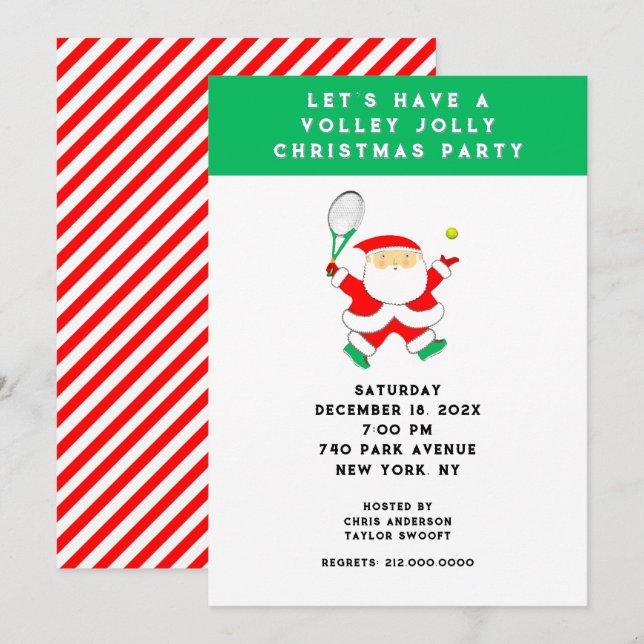 Invitaciones a la fiesta de Navidad de tenis (Anverso / Reverso)