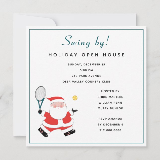 Invitaciones a la fiesta de Navidad de tenis (Anverso)