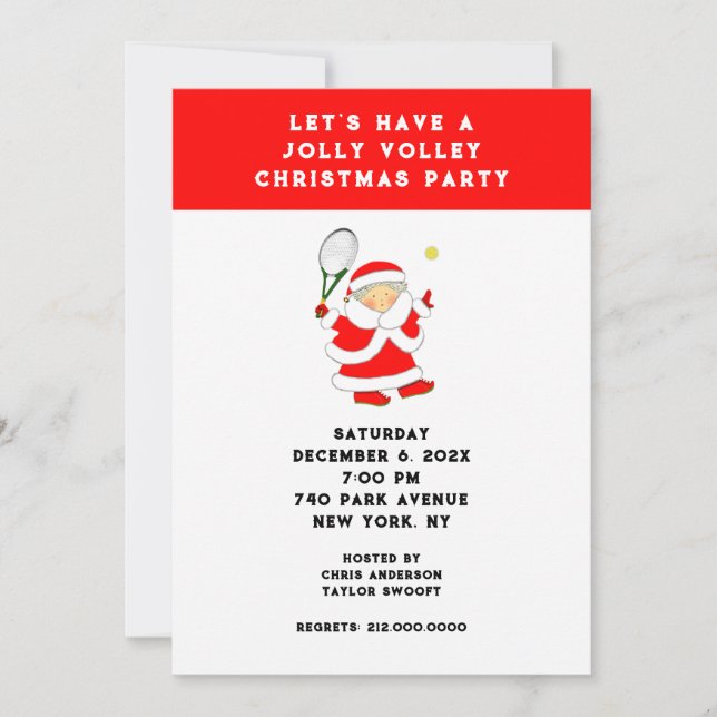 Invitaciones a la fiesta de Navidad de tenis (Anverso)