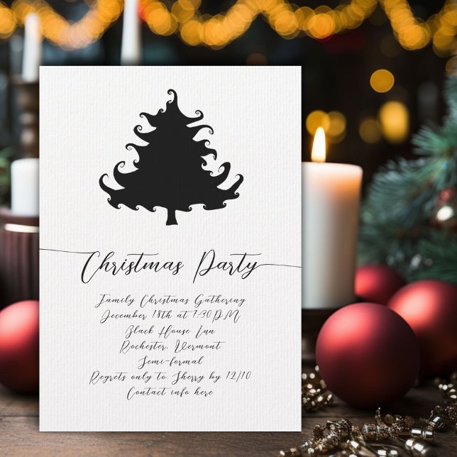 Invitaciones a la fiesta de Navidad del árbol negr (Subido por el creador)