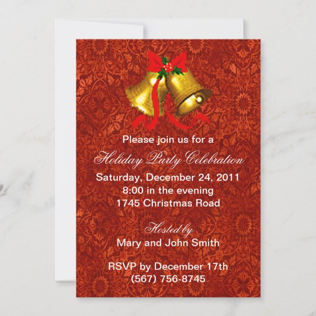 Invitaciones a la fiesta de Navidad en Bells (Anverso)