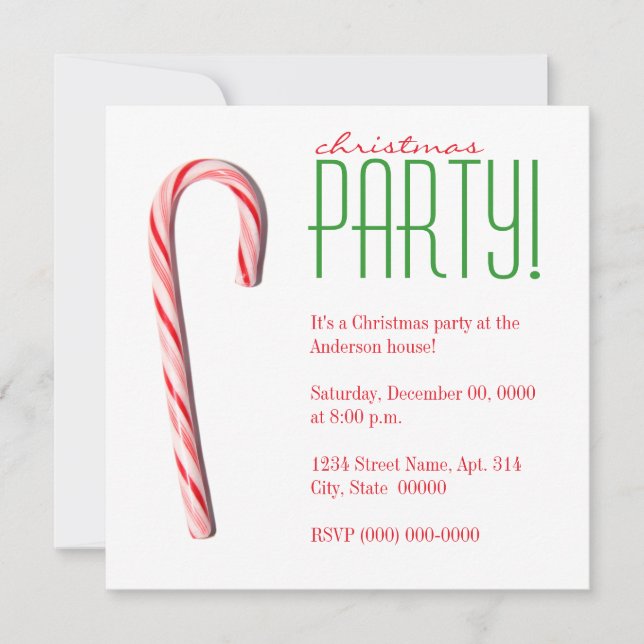 Invitaciones a la fiesta de Navidades de Candy Can (Anverso)