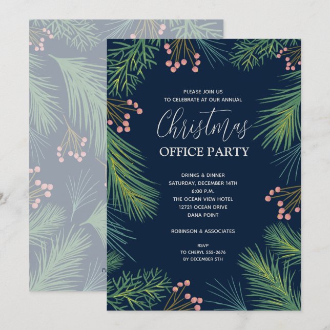Invitaciones a la fiesta de Navidades de moda de B (Anverso / Reverso)