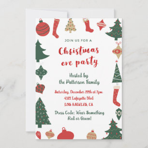 Invitaciones a la fiesta de Nochebuena Rojo Verde