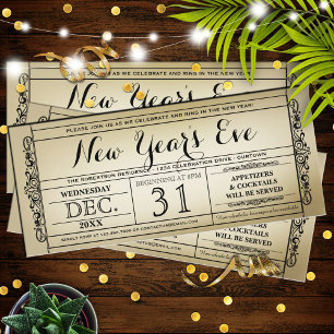 Invitaciones a la fiesta de Nochevieja de Vintage