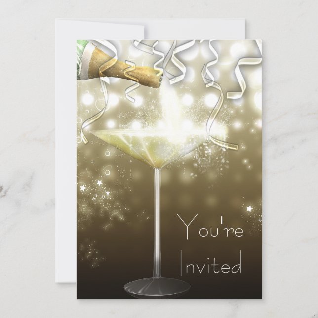 Invitaciones a la fiesta de Nochevieja en Champagn (Anverso)