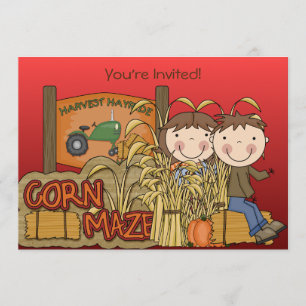 Invitaciones a la fiesta de otoño de Corn Maze
