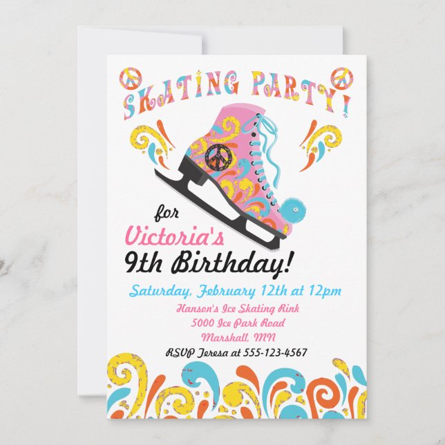 Invitaciones a la fiesta de patinaje sobre hielo G (Anverso)