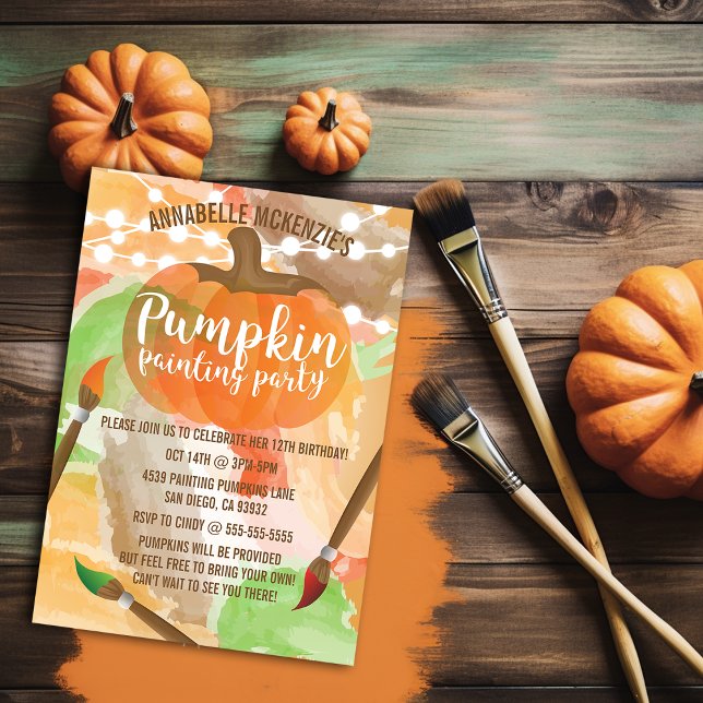 Invitaciones a la fiesta de pintura de calabaza de (Autumn Pumpkin Painting Party Invitations
)