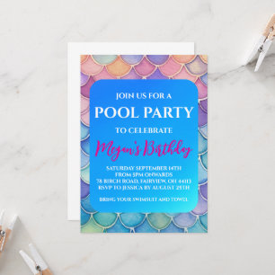 invitaciones a la fiesta de piscina de sirena