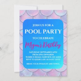 invitaciones a la fiesta de piscina de sirena