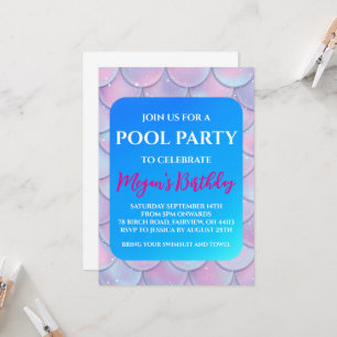 invitaciones a la fiesta de piscina de sirena