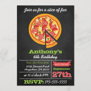 Invitaciones a la fiesta de pizzas de Chalkboard