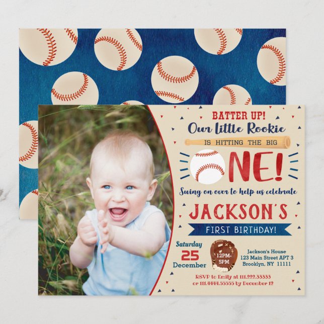 Invitaciones a la Fiesta de Primer Cumpleaños del  (Anverso / Reverso)