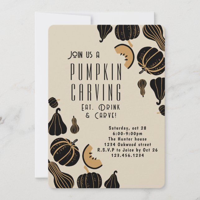 Invitaciones a la fiesta de pumkin de Halloween (Anverso)