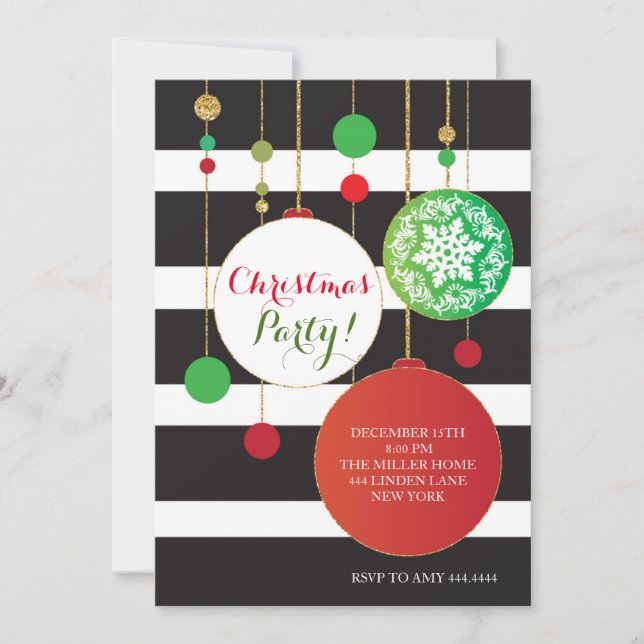 Invitaciones a la fiesta de Purpurina de Navidades (Anverso)