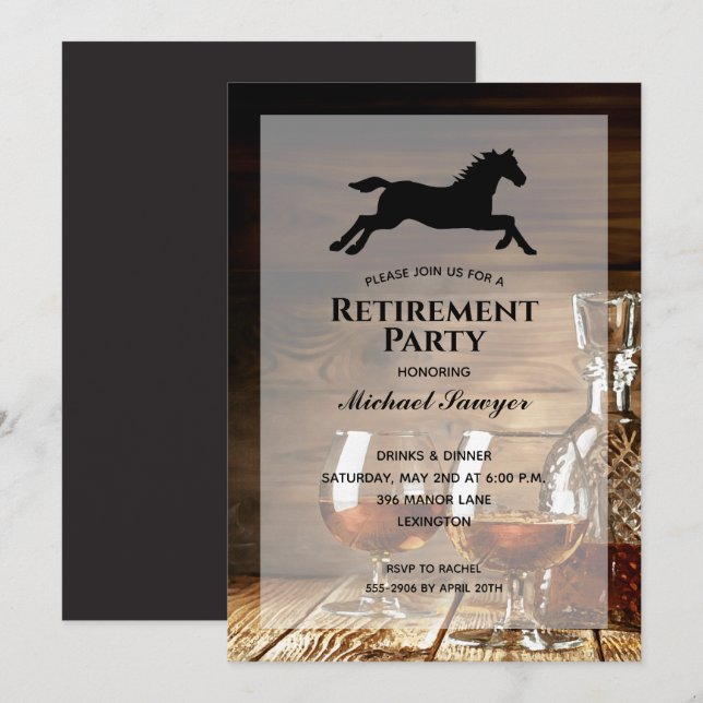 Invitaciones a la fiesta de retiro de Whiskey Rust (Anverso / Reverso)