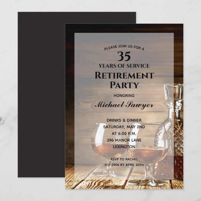 Invitaciones a la fiesta de retiro de Whiskey Rust (Anverso / Reverso)