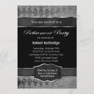 Invitaciones a la fiesta de retiro Gray Argyle Cla