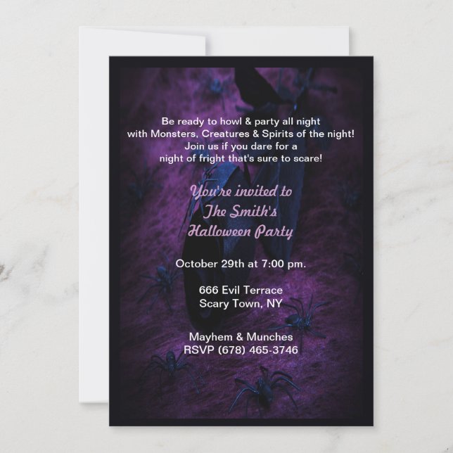 Invitaciones a la fiesta de Rosa negro de Hallowee (Anverso)
