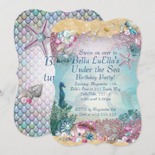 Invitaciones a la fiesta de sirena bajo el mar