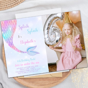 Invitaciones a la fiesta de sirena de personalizab