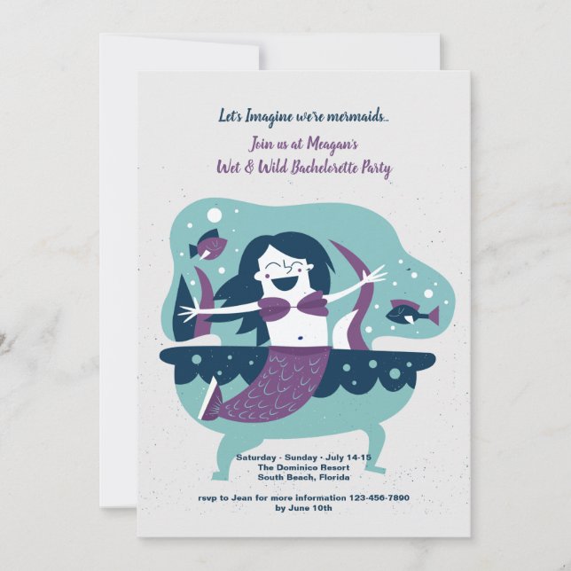 Invitaciones a la fiesta de soltera Let's Imagine (Anverso)