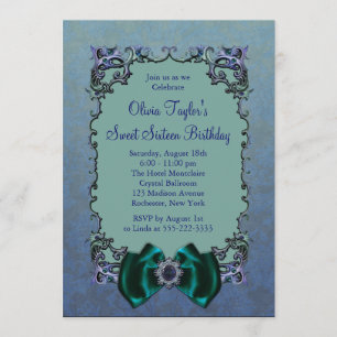Invitaciones a la fiesta de Sweet Sixteen púrpura 